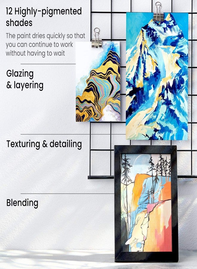 مجموعة ألوان غواش ArtRight، 12 لونًا × 12 مل، مع 4 فرش رسم مجانية - ألوان غواش متعددة الألوان خالية من الأحماض وغير سامة للفنانين، مناسبة للرسم بتقنيات مختلطة - Image 3